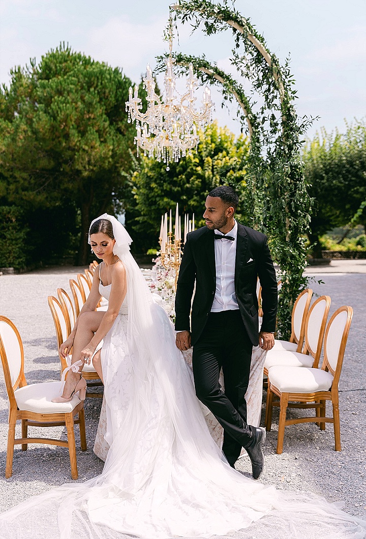 Modern bride styled by Joanna Southwell with her groom at a wedding in France -  captured at an editorial photoshoot