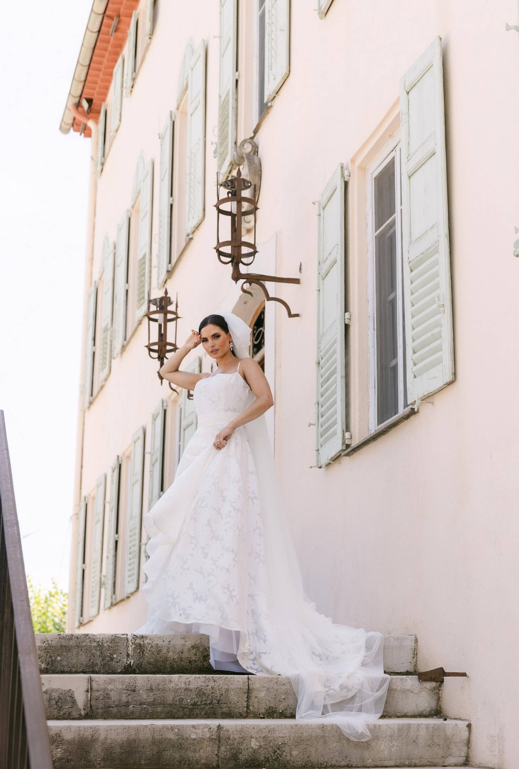Modern bride styled by Joanna Southwell at a wedding in France -  captured at an editorial photoshoot